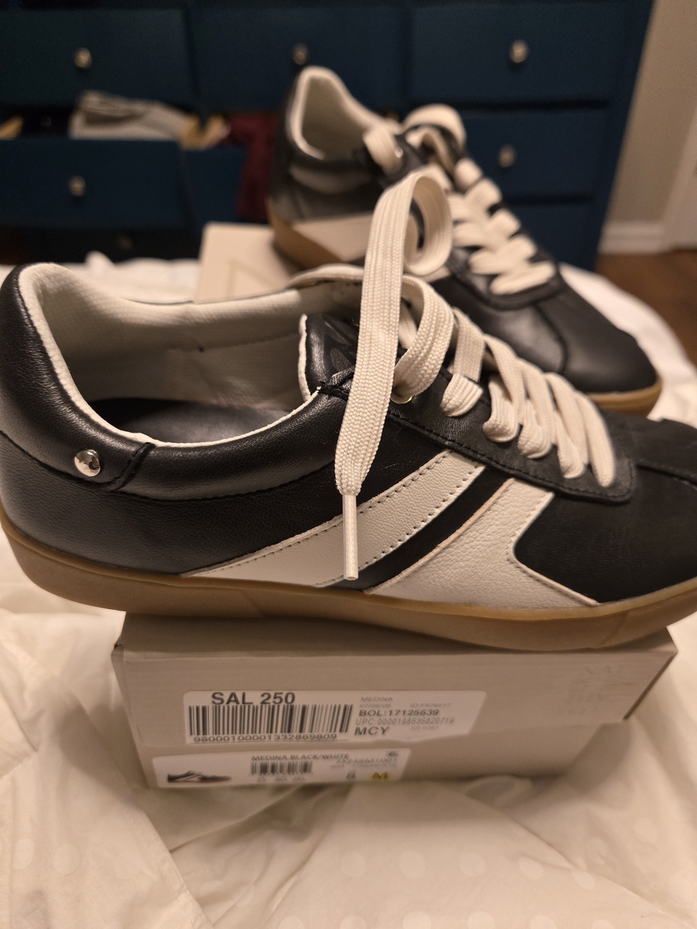 Naturalizer Black and White Retro Lace-Up Sneakers